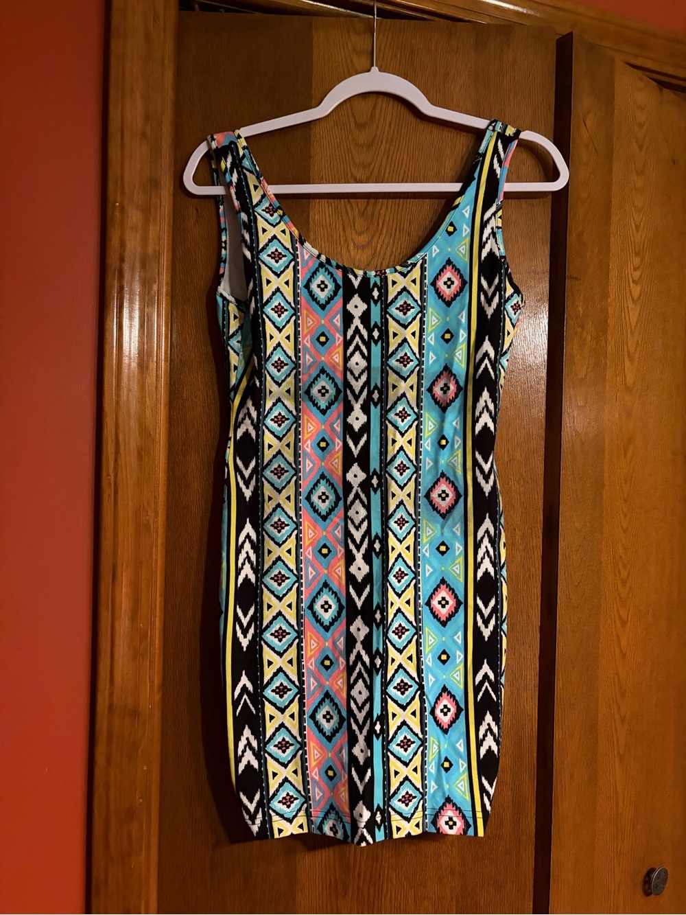 Y2K bodycon forever 21 nwt small Bright Aztec Print Tank Dress